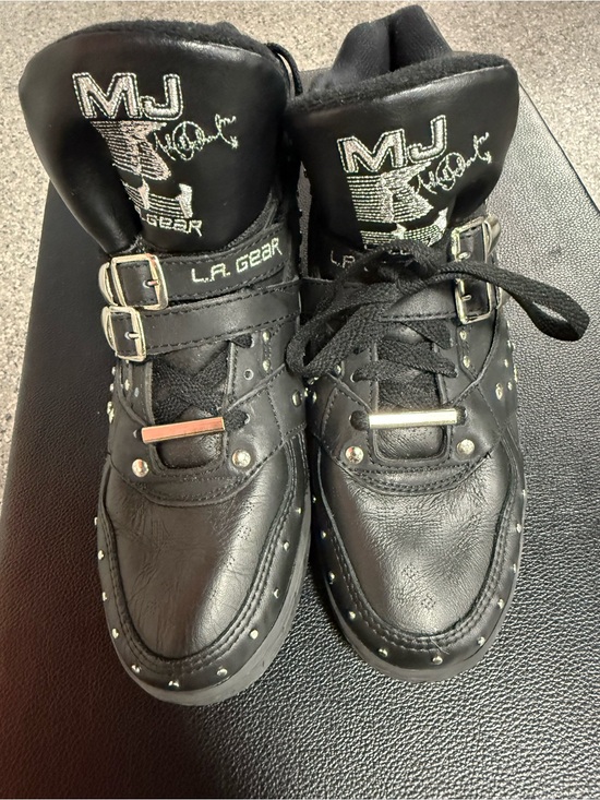 L.A. Gear Shoes - L.A. Gear Black Studded High-Top Sneakers with Silver Accents
